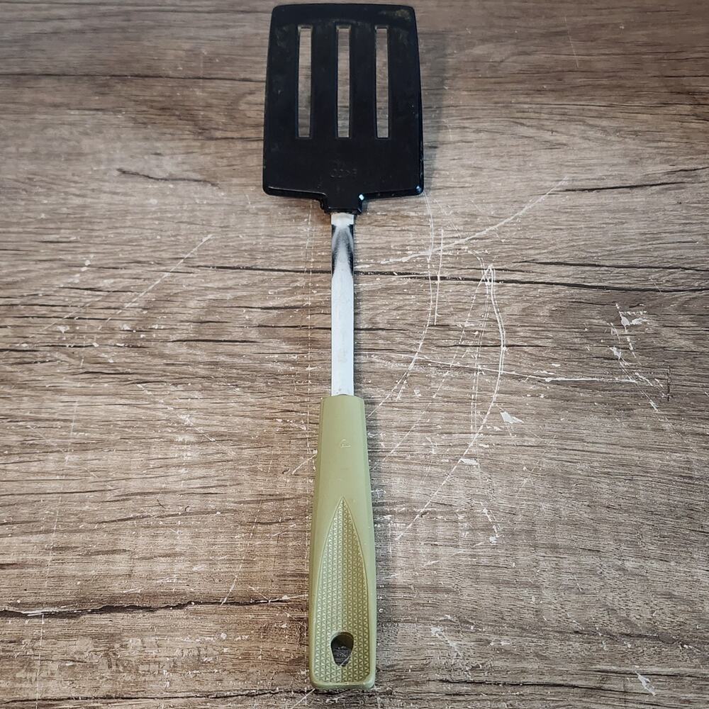 Vintage Ekco 10" Short Nylon Slotted Head Spatula Turner Flipper USA Green